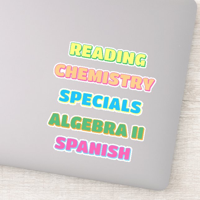 Aesthetic Drop Shadow School Subject Stickers (Détail)