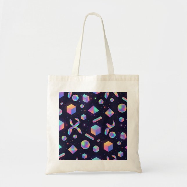 Aesthetic Holographic 3D Geometric Tote Bag (Devant)