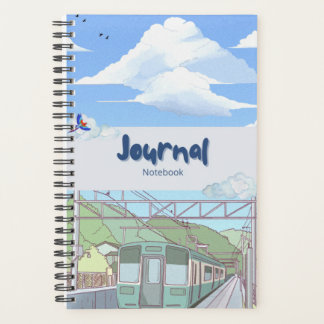 Aesthetic Sky & Train Journal Notebook | Cute Past