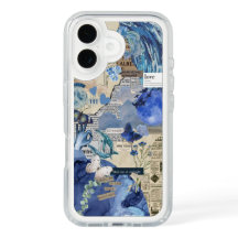 "Aesthétique Blue Collage iPhone 16 Coque - Lune