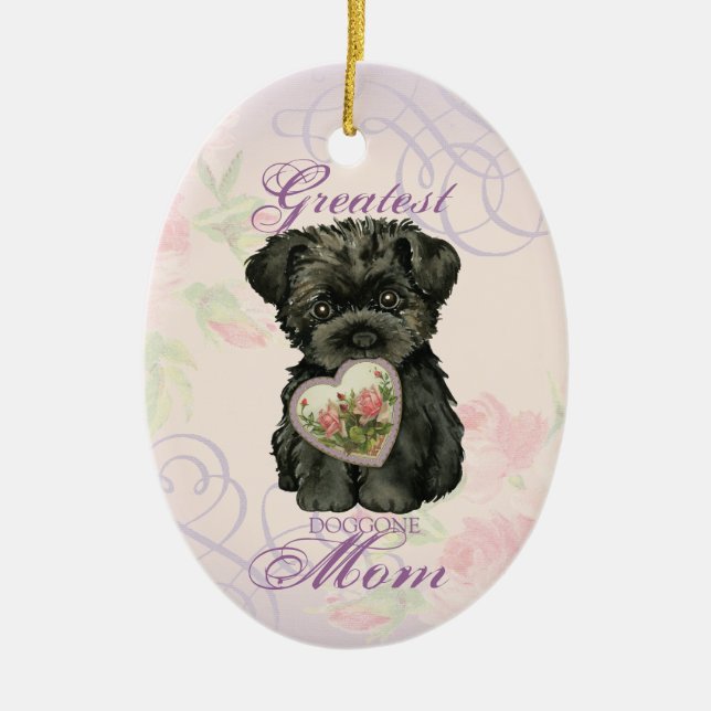 Affenpinscher Coeur maman ornement céramique (Devant)