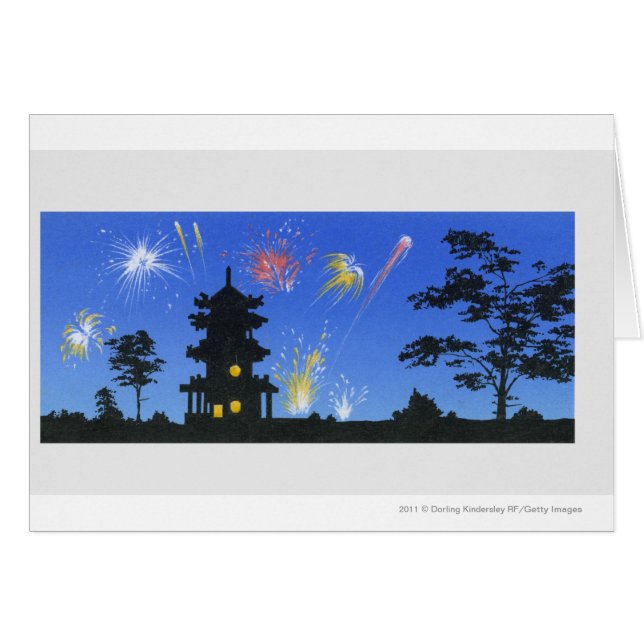 Affichage de feu d'artifice et silhouette de (Devant horizontal)