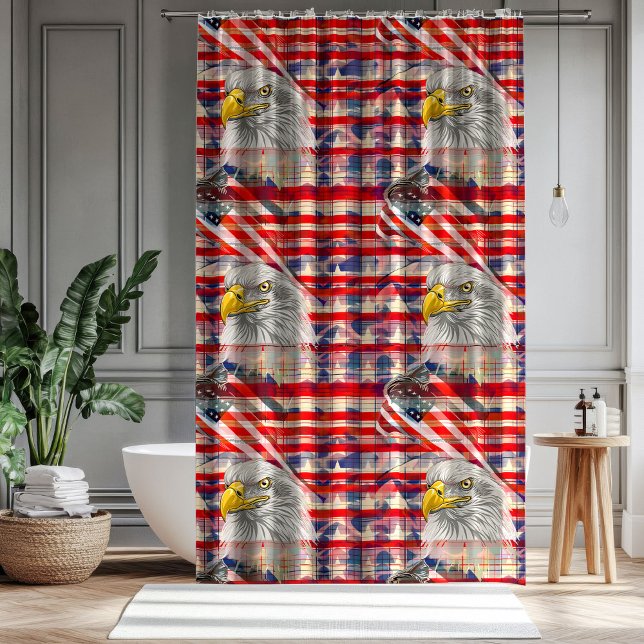 Affichage de rideau de jour de l'indépendance aigl (Independence Day Curtain Eagle & Flag Display)