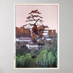 Affiche 姫路城, Himeji Castle, Hiroshi Yoshida, Woodcut