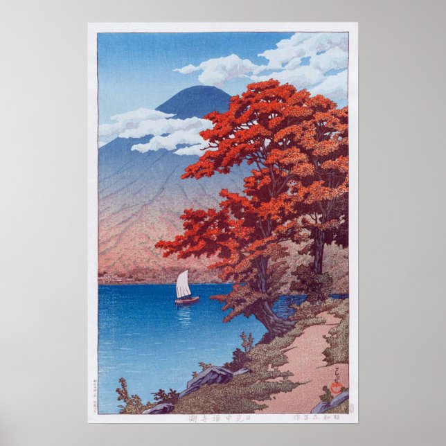 Affiche 日 光 中 寺 湖, Lac Chûzenji à Nikkô, Hasui Kawase (Devant)