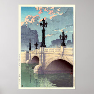 Affiche 日 橋, Pont Nihonbashi, Hasui Kawase, Coupe du bois