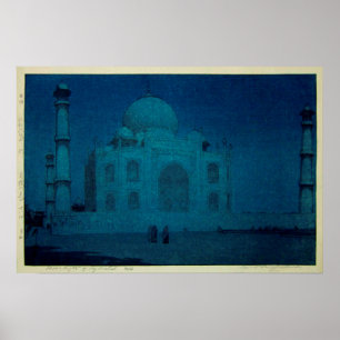 Affiche 月 夜 の タ ー ジ マ ・ ル, Taj Mahal à la nuit du clair de