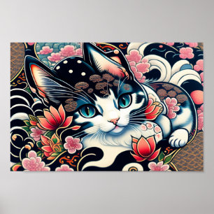 Affiche 【浮世絵lofiアートパンクシティ】葛飾猫斎 cat（ねこ名）椿楓