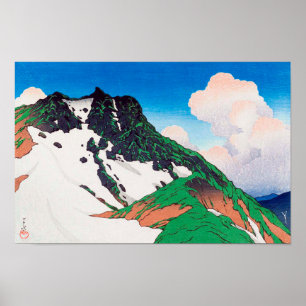 Affiche 白 旭 岳, Asahi Peak Vue du Mont Hakuba, Hasui