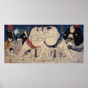 Affiche 相 撲, 国 芳 Sumo Wrestling, Kuniyoshi, Ukiyo-e