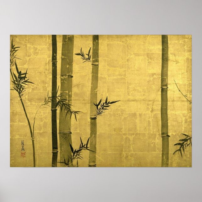 Affiche 竹 図, 光 琳 Bamboo, Ogata Kōrin, Sumi-e (Devant)