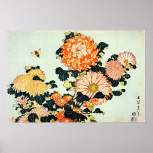 Affiche 菊 と 蜂, 北 斎 Chrysanthemum et Bee, Hokusai