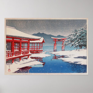 Affiche 雪 の 島, Sanctuaire Miyajima en Neige, Hasui Kawase