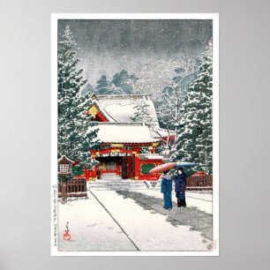 Affiche 雪 の 日 神 社, Neige au Sanctuaire Hie, Hasui Kawase, 