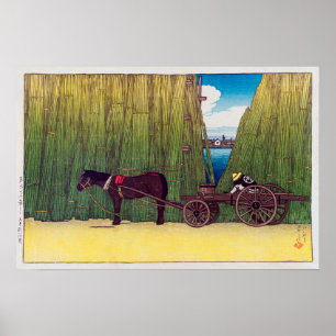 Affiche 駒 河 岸, Komagata Embankment, Hasui Kawase, Woodcut