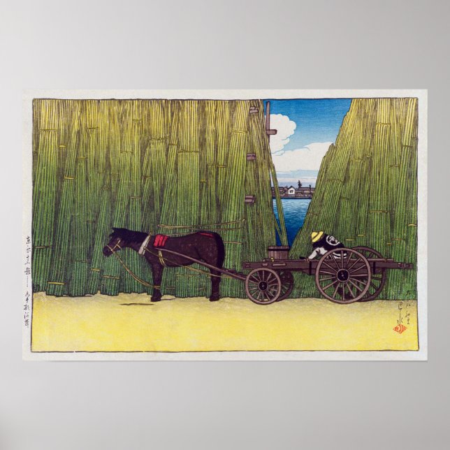 Affiche 駒 河 岸, Komagata Embankment, Hasui Kawase, Woodcut (Devant)