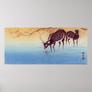 Affiche 鹿, 小 原 古 邨 Deer, Ohara Koson, Ukiyo-e