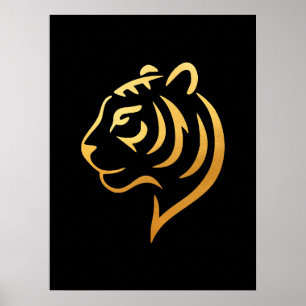 Affiche 黄金の虎 Gold Tiger – Art Minimaliste Japonais