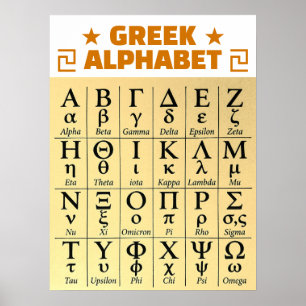 Affiche ꡙ 24 Lettres grecques Alphabet grec vertical