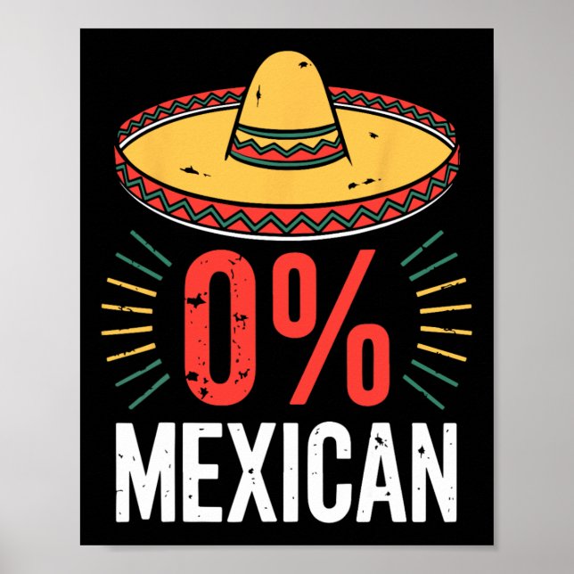Affiche 0% Chemise Mexicaine Hommes Drôle Femmes Cinco De  (Devant)