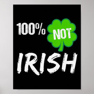 Affiche 0% Irlandais Trèfle Chanceux Bonne Fête St Patrick