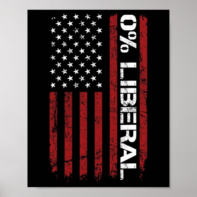 Affiche 0% Liberal Zero Percent Anti Liberal - Funny Repub (Devant)