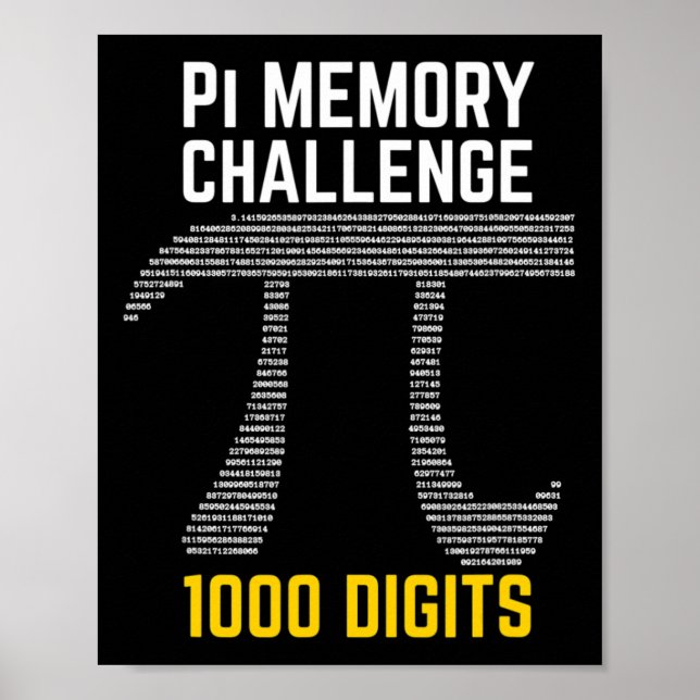 Affiche 1000 Chiffres Du Défi Mémoire Pi - Jour Pi (Devant)