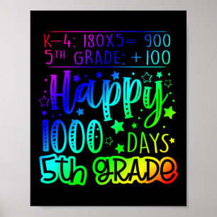 Affiche 1000 Jours Enseignant de 5e année intelligent 100e