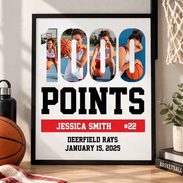 Affiche 1000 Points Basketball Blanc (Créateur téléchargé)
