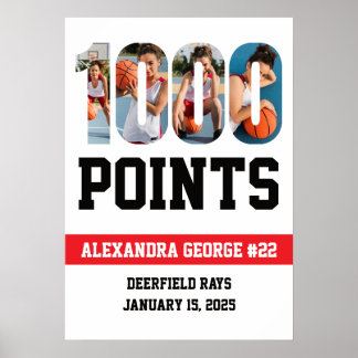 Affiche 1000 Points Basketball Blanc