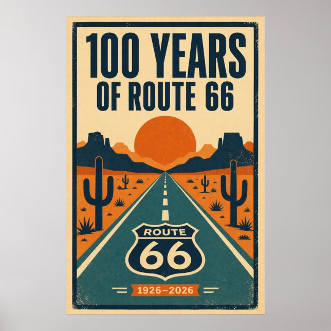 Affiche 100 ans de Route 66 Litho Centenaire (Devant)