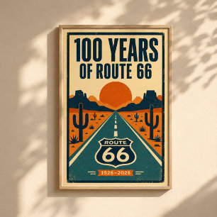 Affiche 100 ans de Route 66 Litho Centenaire