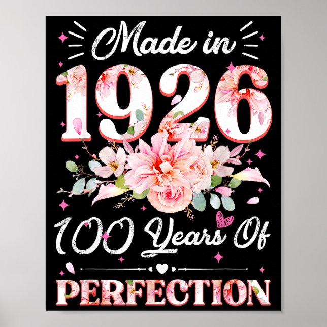 Affiche 100 ans faits en 1926 Floral 100e anniversaire W (Devant)