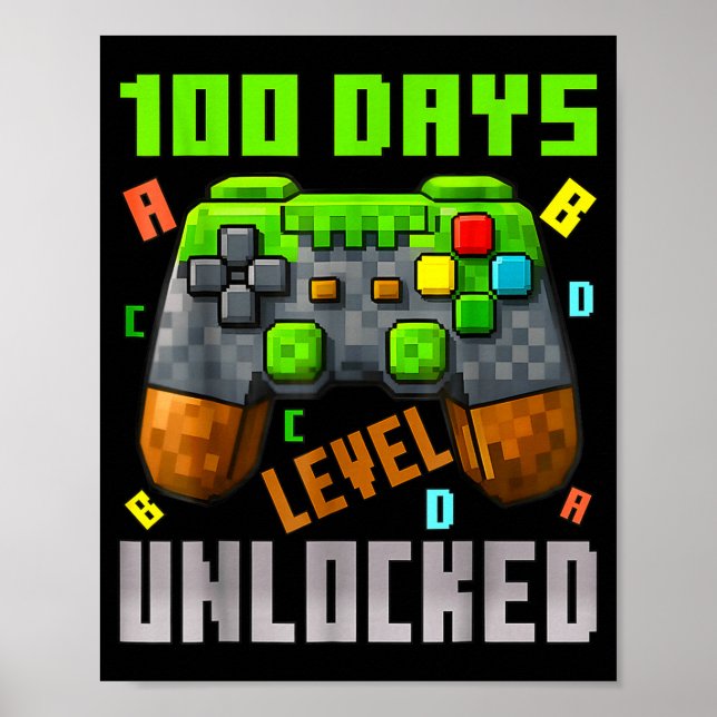 Affiche 100 Days Level Unlocked Gaming 100 Days Of School  (Devant)