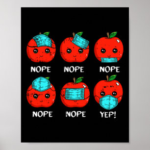 Affiche 100 Days Of School Apple Face Mask Teacher