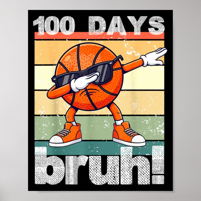 Affiche 100 Days Of School Bruh Funny Kids Boys Dabbing Ba (Devant)