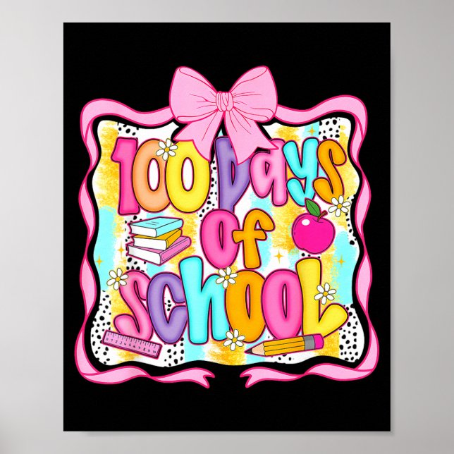 Affiche 100 Days Of School Preppy 100th Day Of School Teac (Devant)