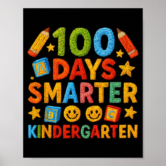 Affiche 100 Days Smarter Kindergarten Milestone School Ach (Devant)