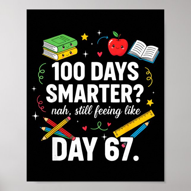 Affiche 100 Days Smarter Still Feeling Like Day 67 Meme Fu (Devant)