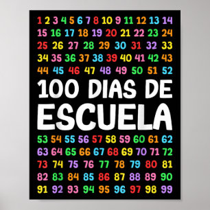 Affiche 100 Dias De Escuela Enseignant Espagnol