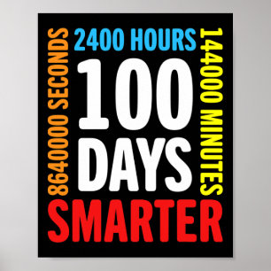 Affiche 100 Jours 2400 Heures 144000 Minutes Joyeux 100e J