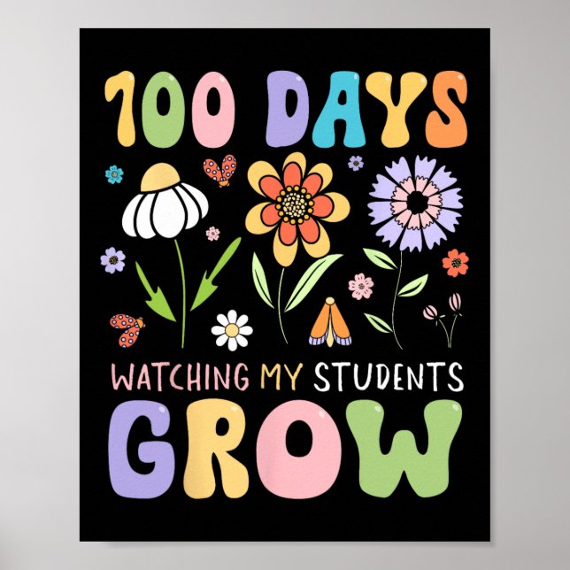 Affiche 100 jours à regarder mes élèves grandir Funny Cute (Devant)