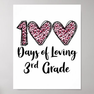Affiche 100 Jours d'amour 3e année Coeur léopard 100e D