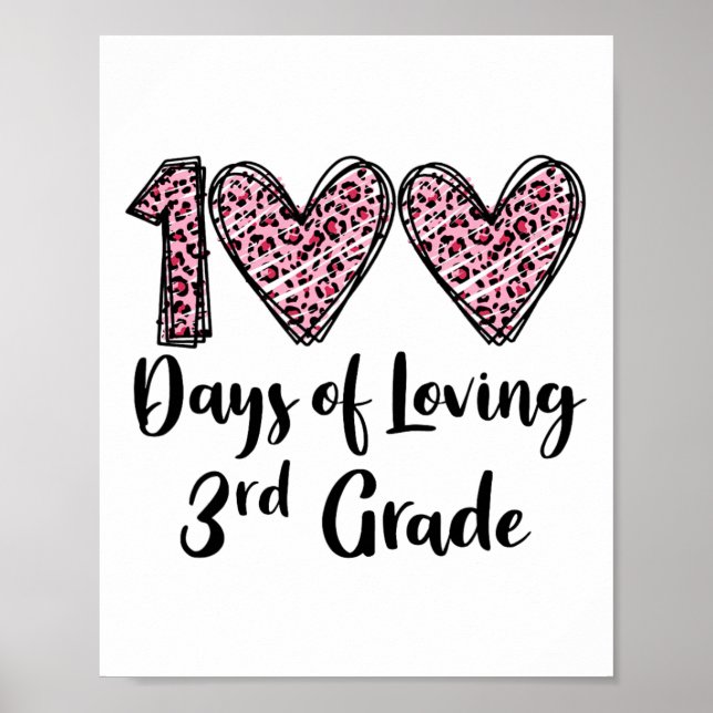 Affiche 100 Jours d'amour 3e année Coeur léopard 100e D (Devant)