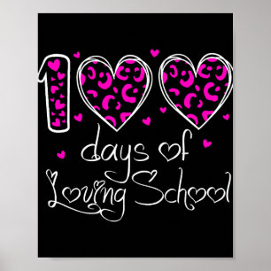Affiche 100 Jours D'Amour École Leopard Enseignant Coeur