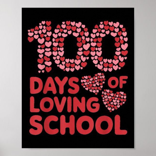 Affiche 100 Jours D'Amour Enseignante Femmes 100e Jour (Devant)