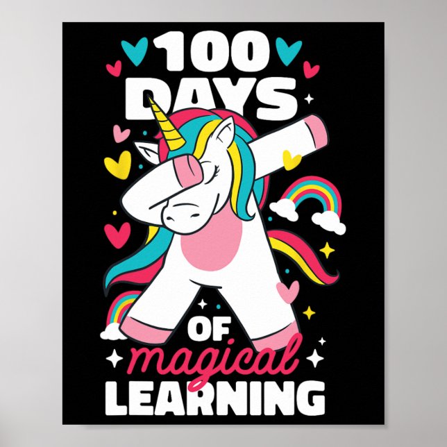 Affiche 100 jours d'apprentissage magique 100e jour d'écol (Devant)