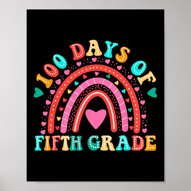 Affiche 100 Jours De 5E Année Enseignant Enfants 100E Jour (Devant)