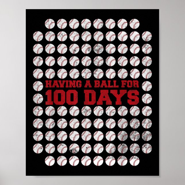 Affiche 100 Jours De Baseball Scolaire 100E Jour D'École (Devant)