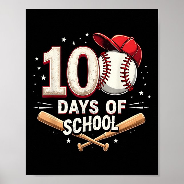 Affiche 100 Jours De Baseball Scolaire 100E Jour D'École (Devant)